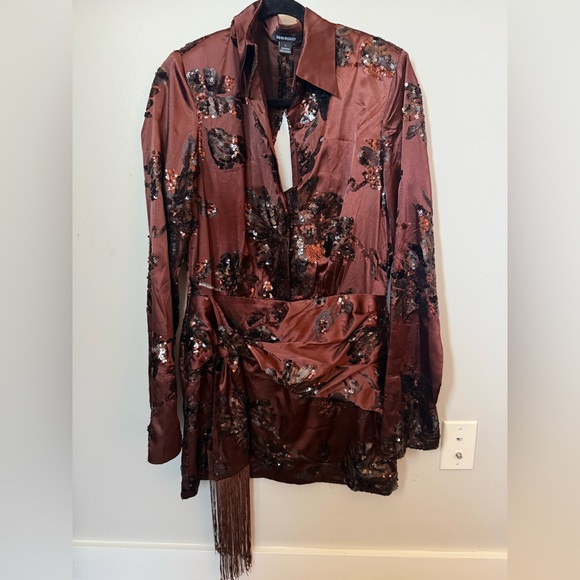 NWOT Sabina Musayev Sequin Embellished Dress in Rich Brown - Picture 4 of 6